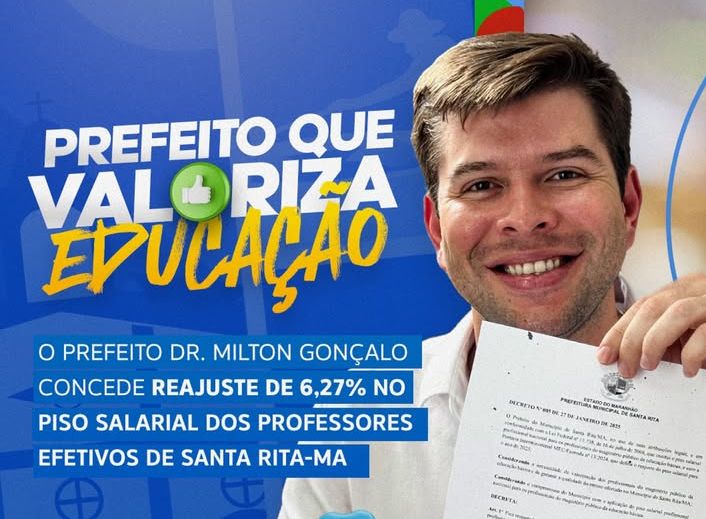 Prefeito Milton Gonçalo Concede Reajuste Salarial para Professores de Santa Rita-MA